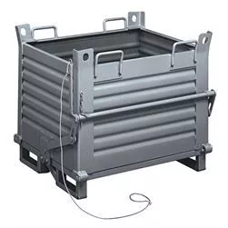 Container in lamiera fondo apribile a rulli mm.1000x800x800H - Grigio scuro RAL7000